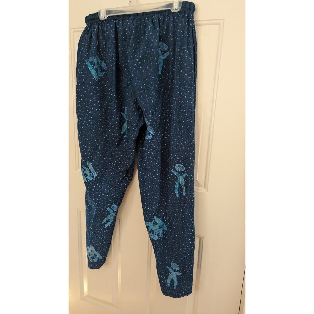 Nnamdi Ibenagu Vintage Blue Hippie Boho Loose Fit Comfortable Pants, Medium